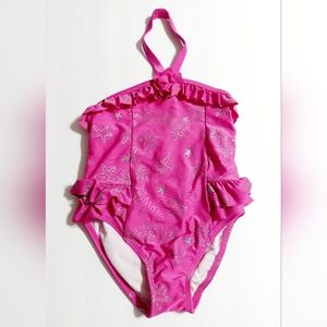 Bright Pink‎ Silver Starfish Gymboree Halter Style Swimsuit Size 4